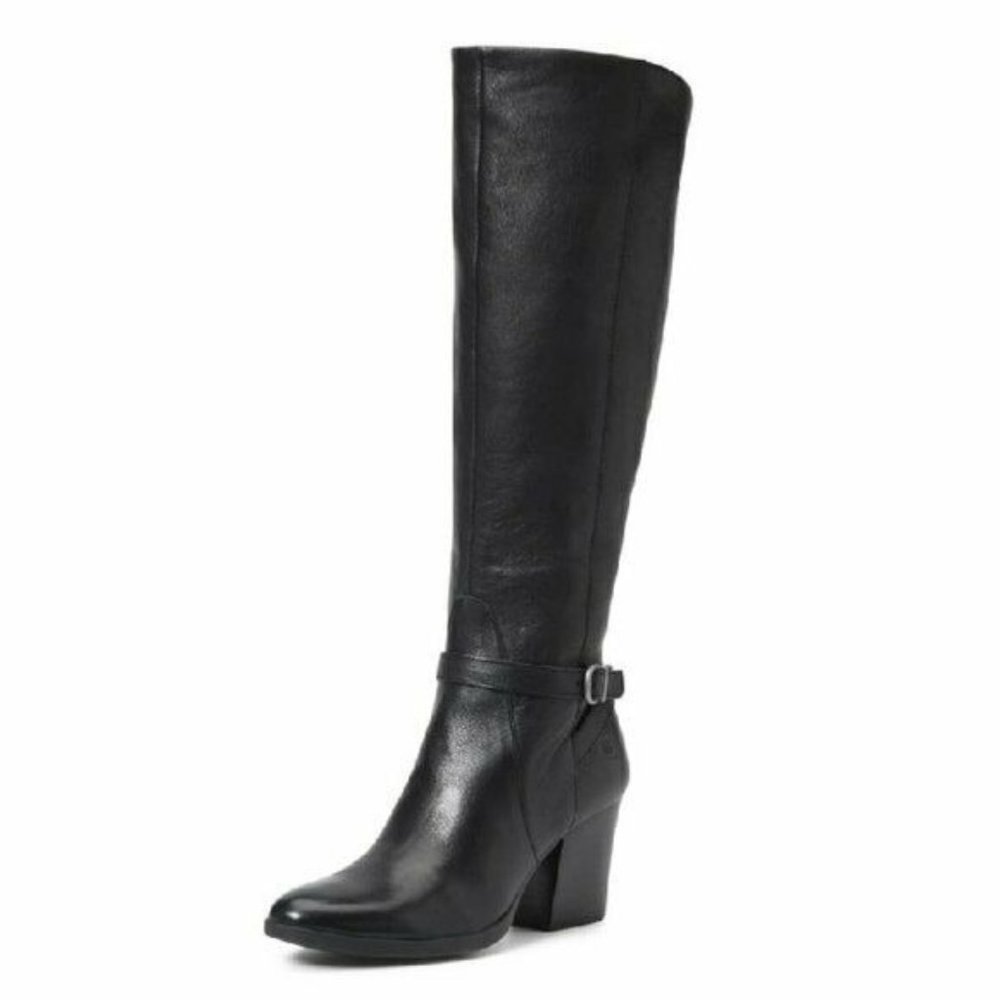 Born Esla Black Leather Knee High Boots Women's Size 11